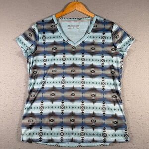 Ariattek Women's Southwest Geometric Print V Neck T Shirt Size Large Lightweight
